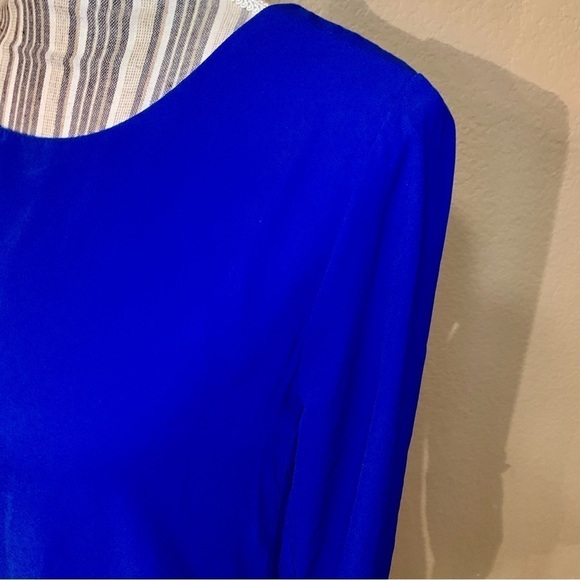 Everly Tunic Dress Small Royal Blue Mini Lined 3/4 Length Sleeves FoldUp Buttons - Picture 10 of 16